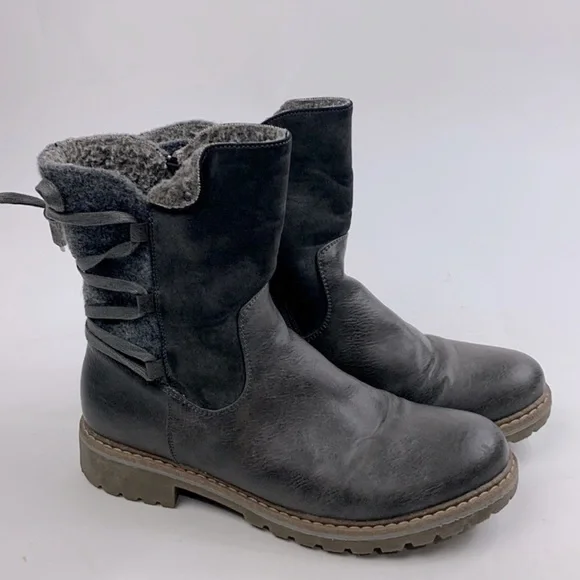 Patrizia By Spring Step Dawna Grey Multi Boots Size 39 (8-8.5) Gray Zip Sherpa - Picture 2 of 14